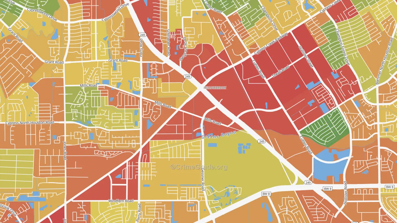 Willowbrook, Houston, TX Map of Burglary Rates