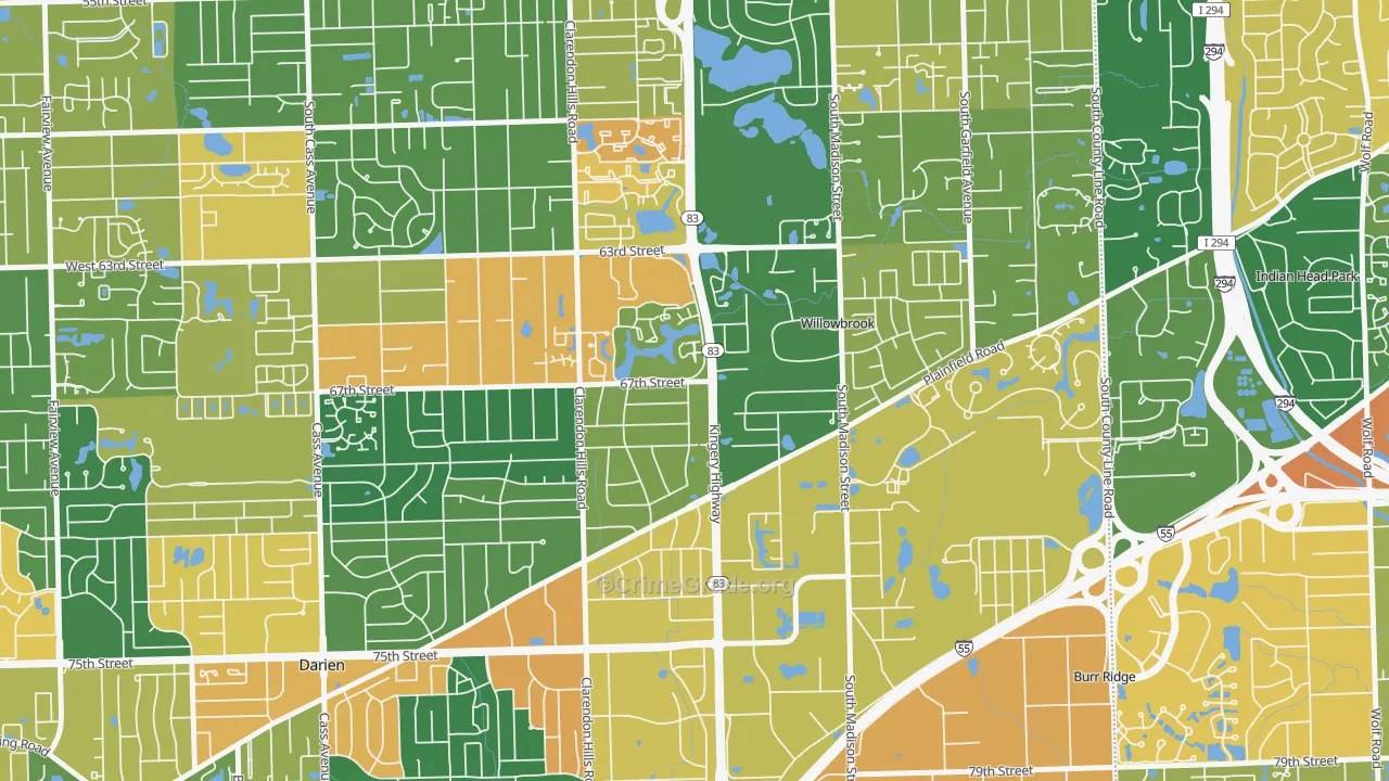 Willowbrook, IL Map of Burglary Rates