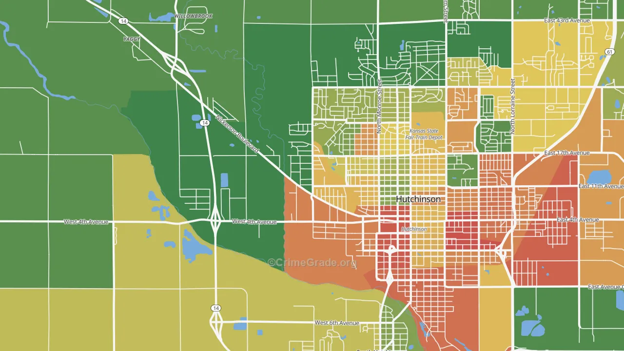 Willowbrook, KS Map of Burglary Rates