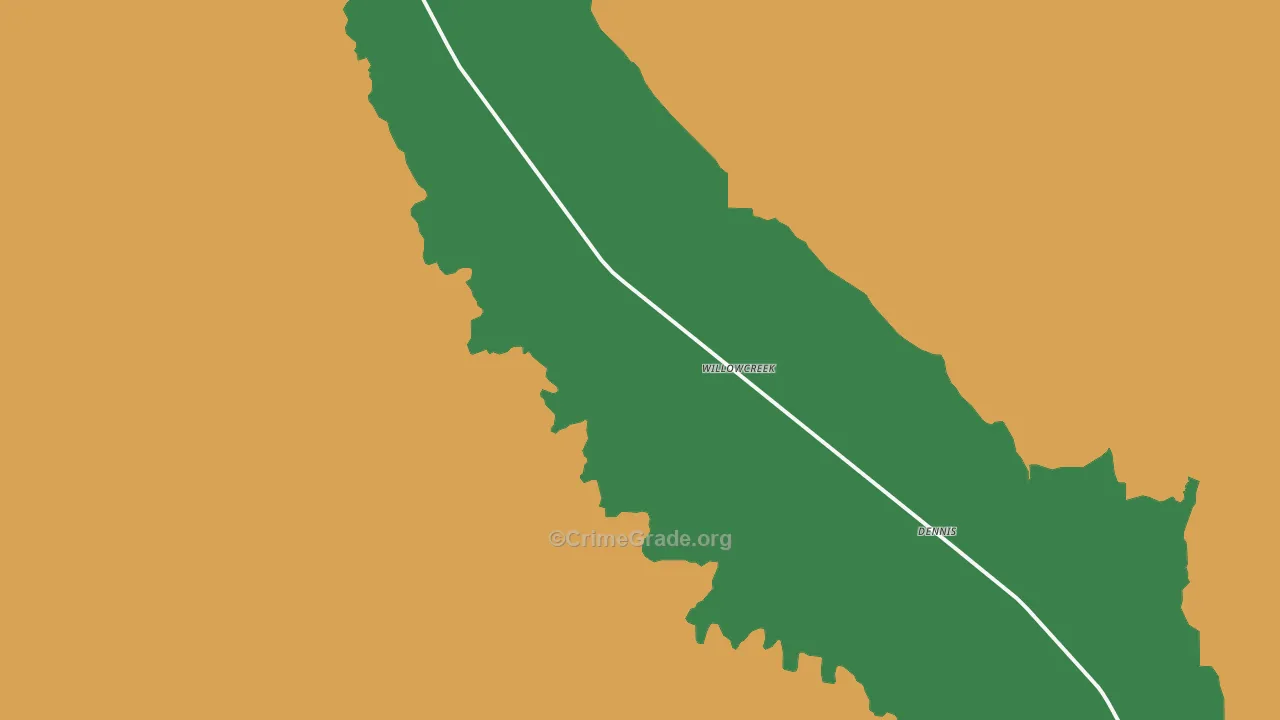 Willowcreek, OR Map of Burglary Rates