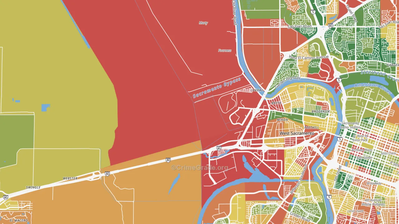 Willowcreek, Sacramento, CA Map of Burglary Rates