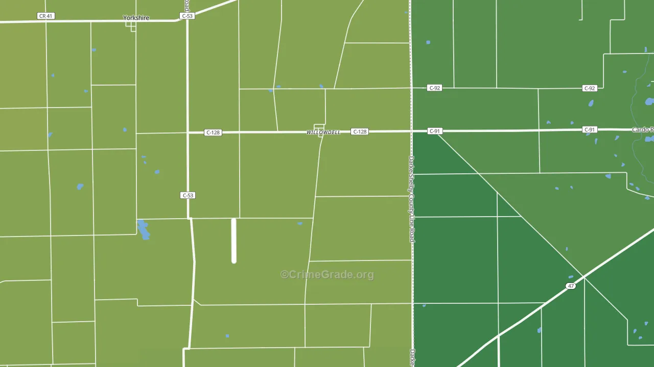 Willowdell, OH Map of Burglary Rates