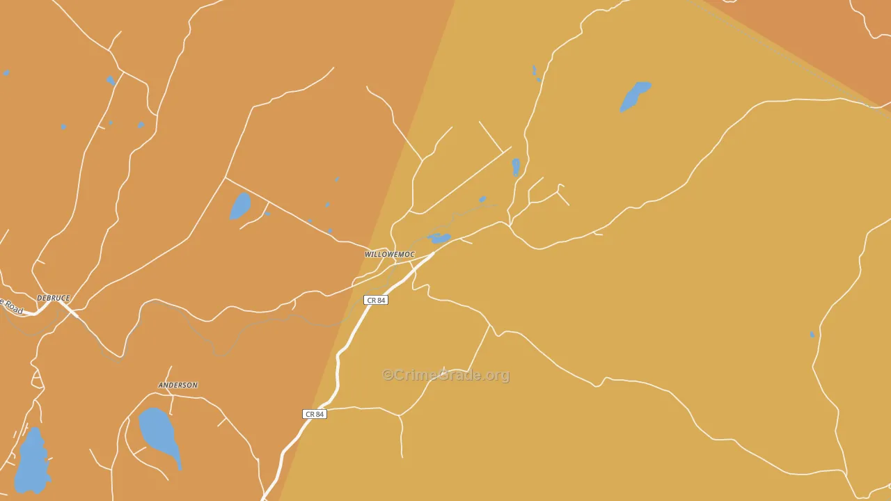 Willowemoc, NY Map of Burglary Rates
