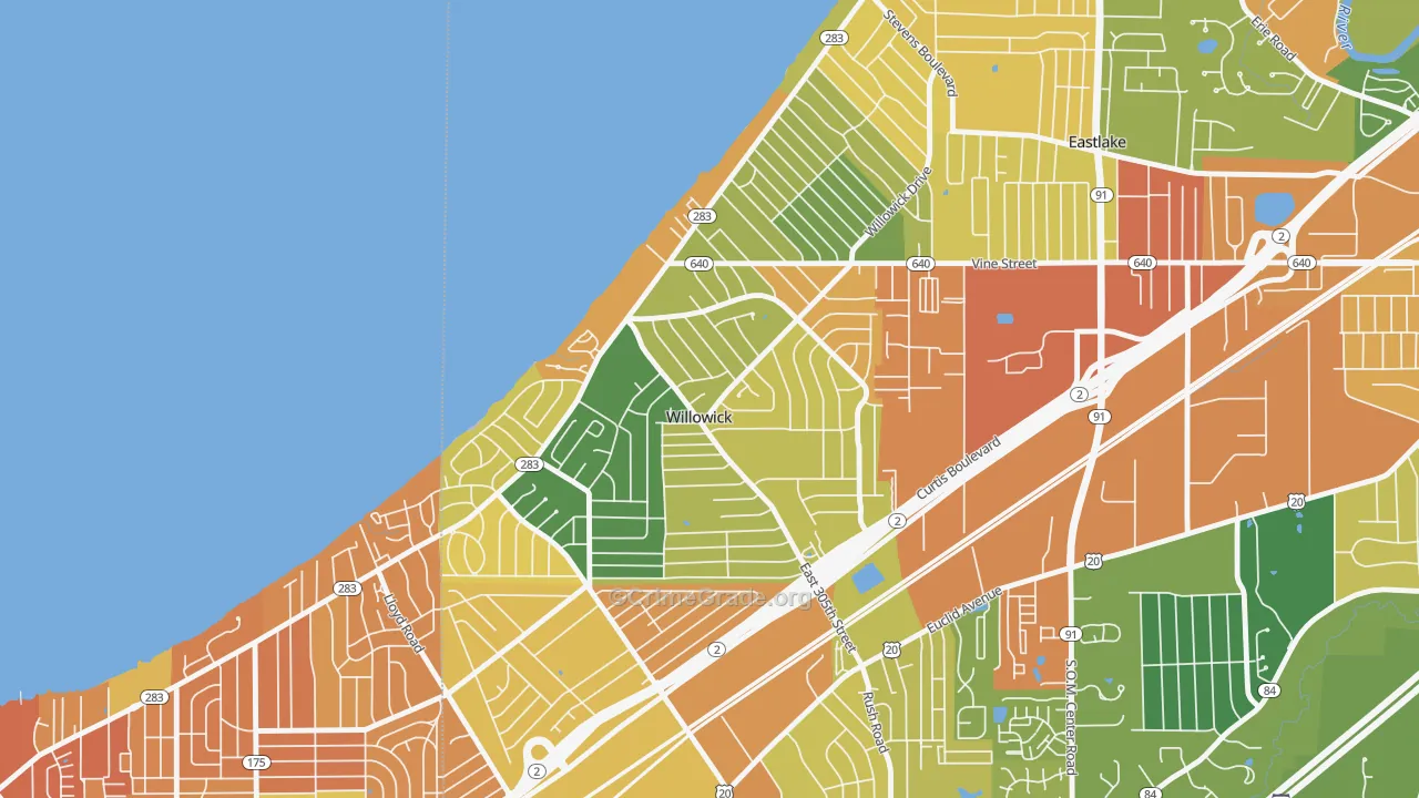 Willowick, OH Map of Burglary Rates