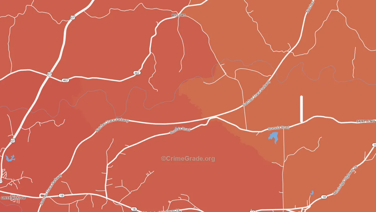 Willows, MS Map of Burglary Rates