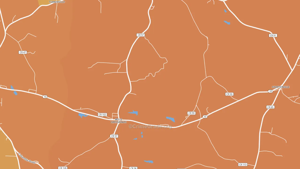 Wills Crossroads, AL Map of Burglary Rates