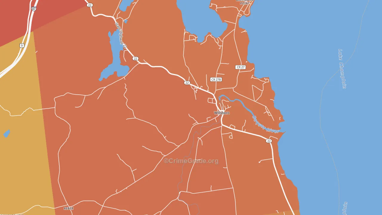 Willsboro, NY Map of Burglary Rates