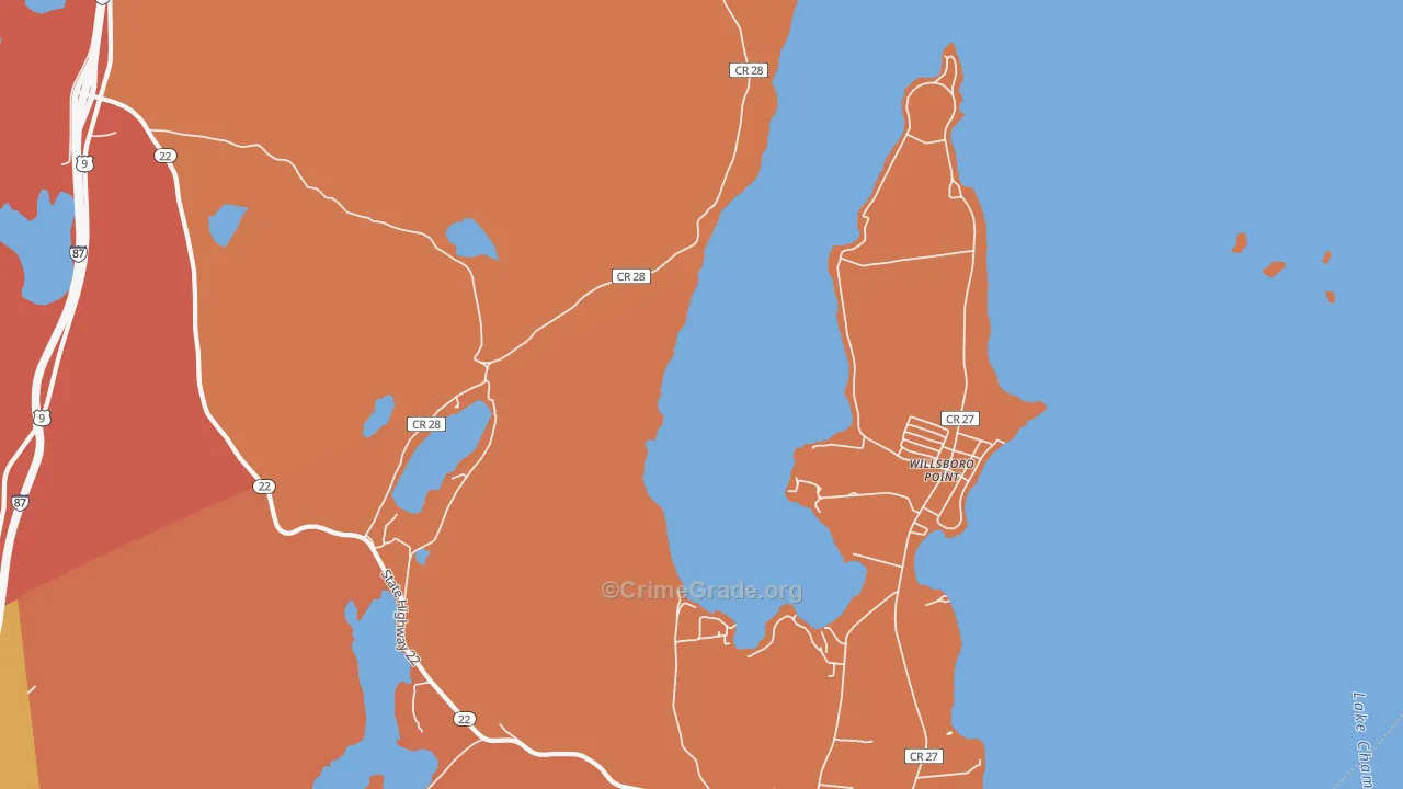 Willsboro Point, NY Map of Burglary Rates