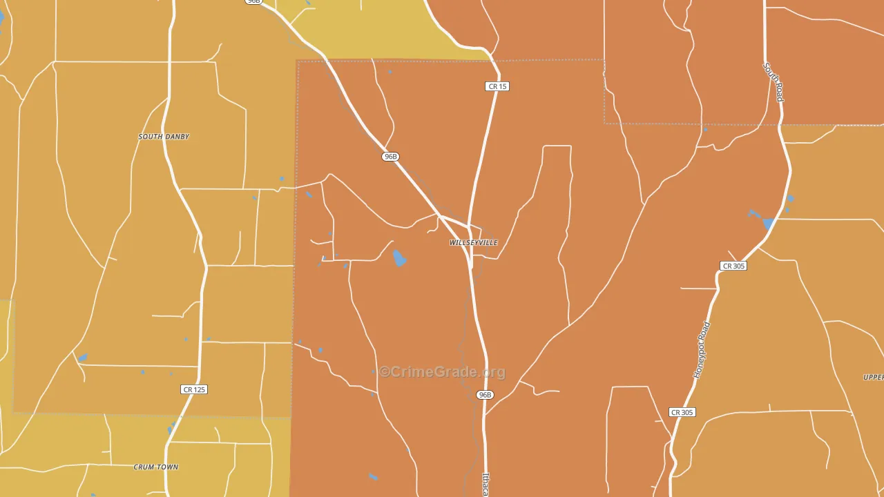 Willseyville, NY Map of Burglary Rates