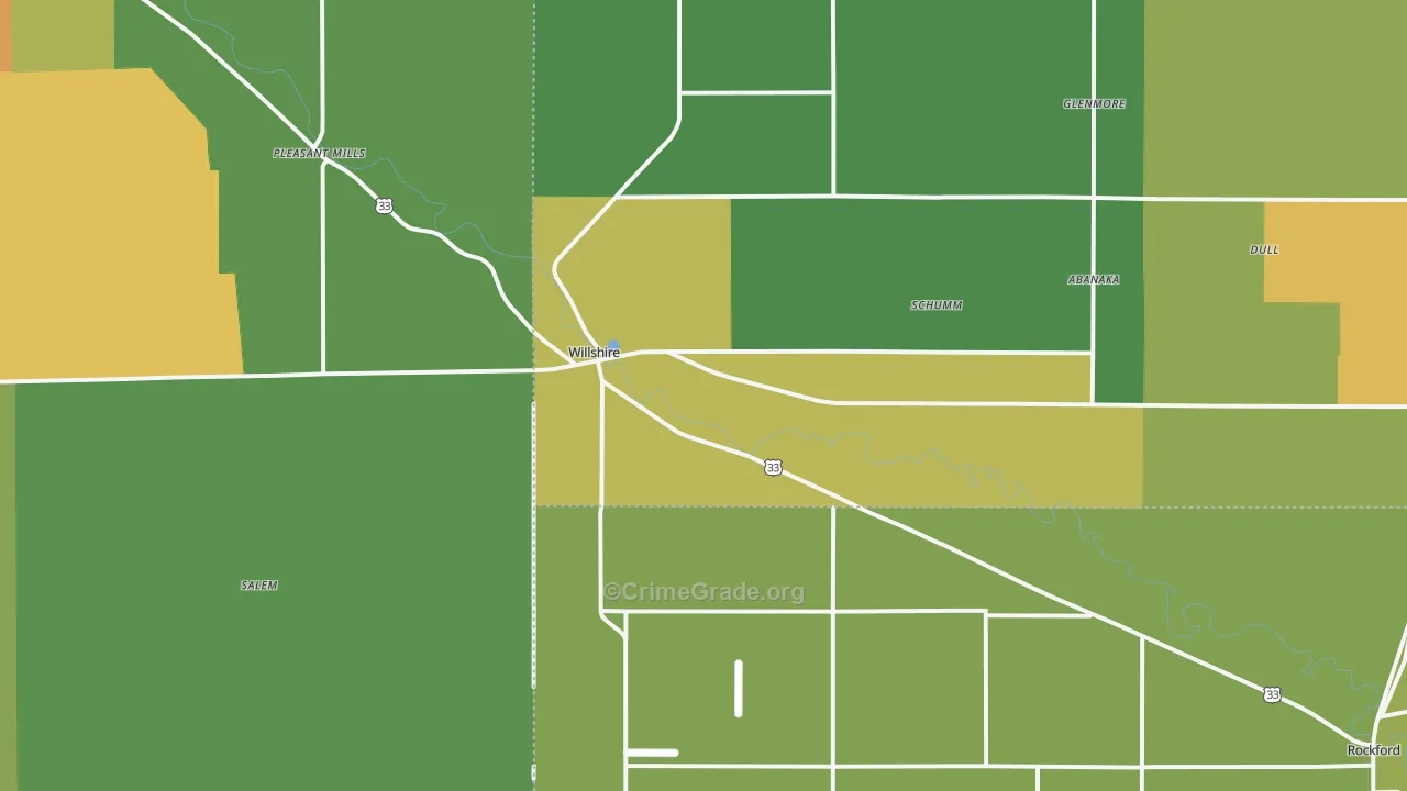 Willshire, OH Map of Burglary Rates