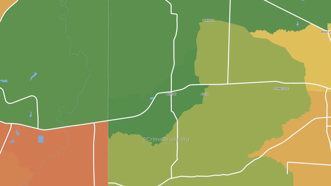 Wilmar, AR Map of Burglary Rates