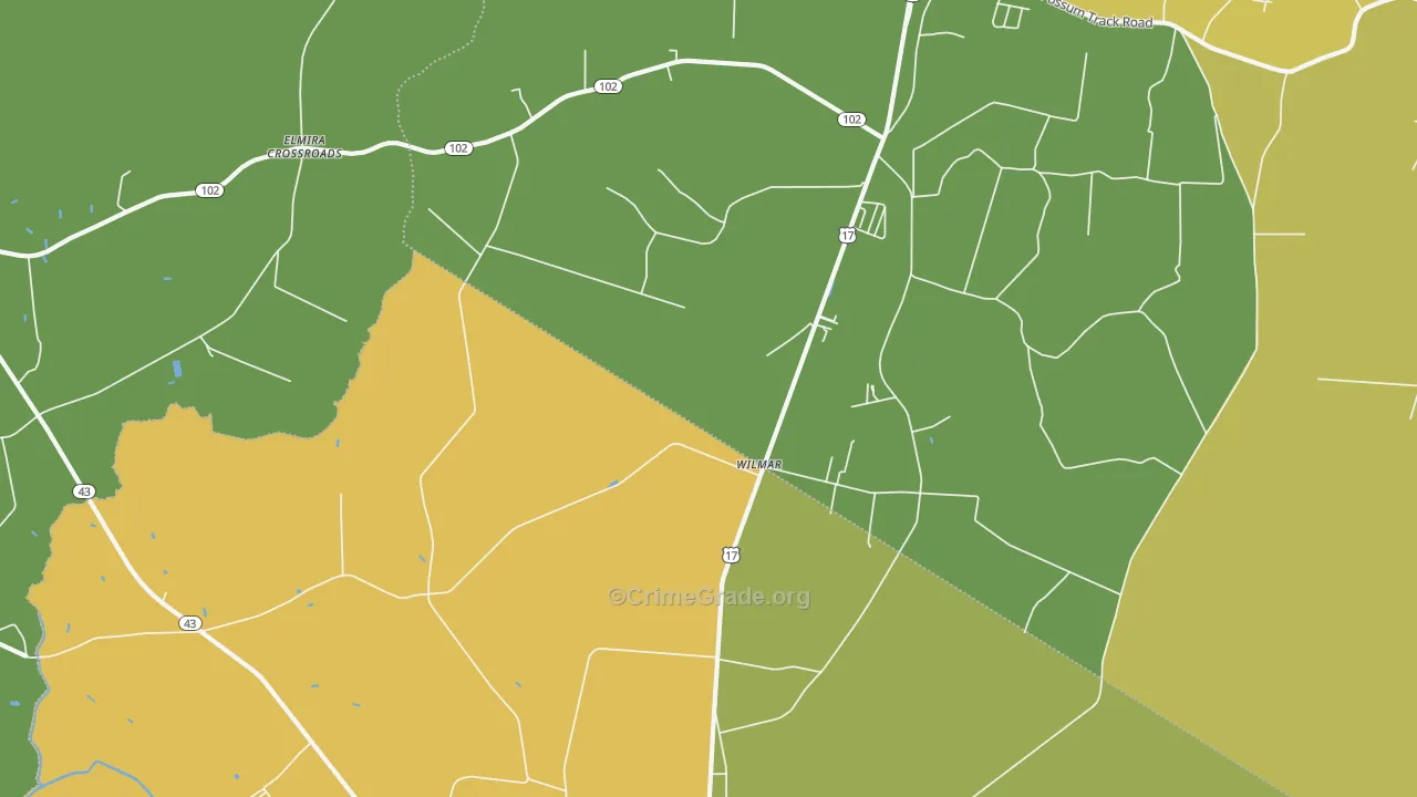 Wilmar, NC Map of Burglary Rates