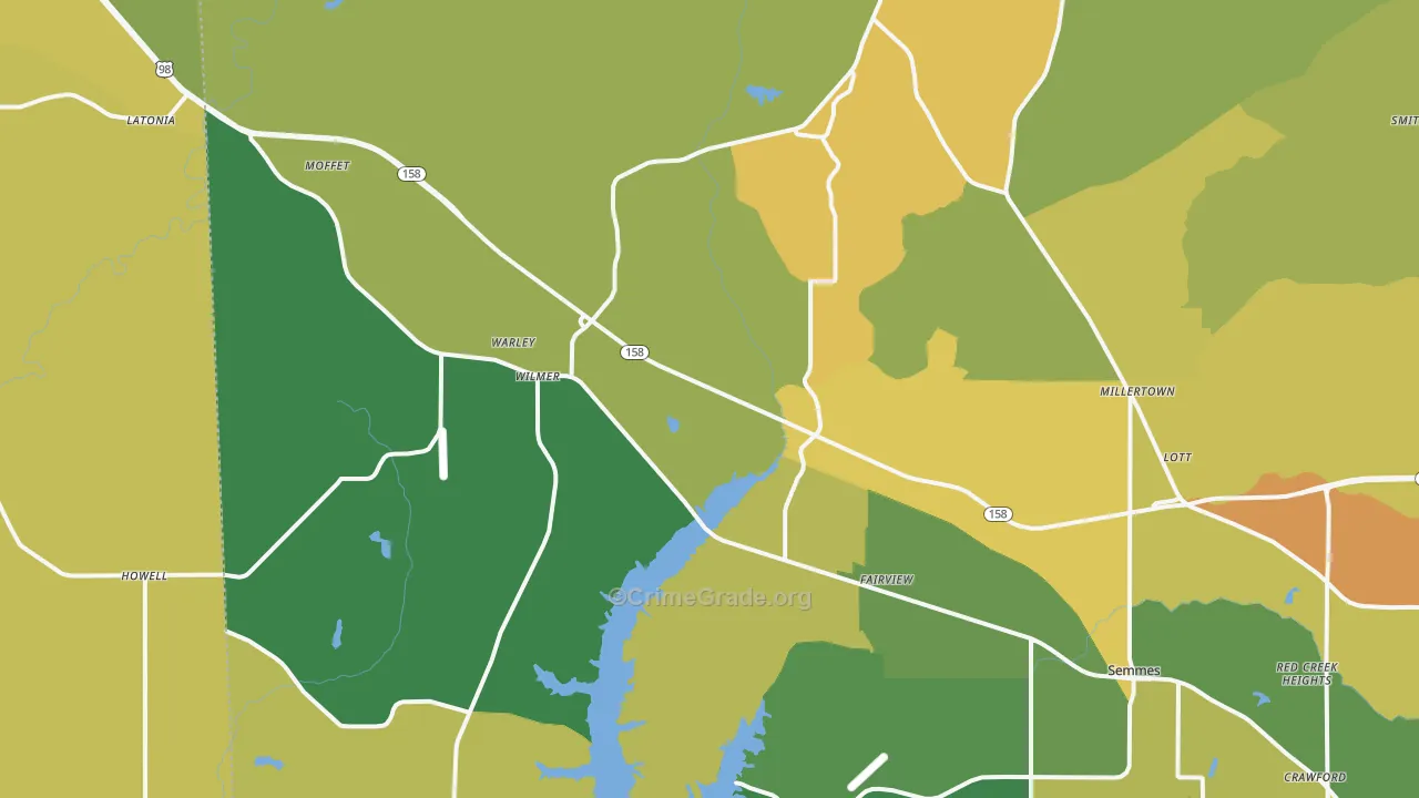 Wilmer, AL Map of Burglary Rates