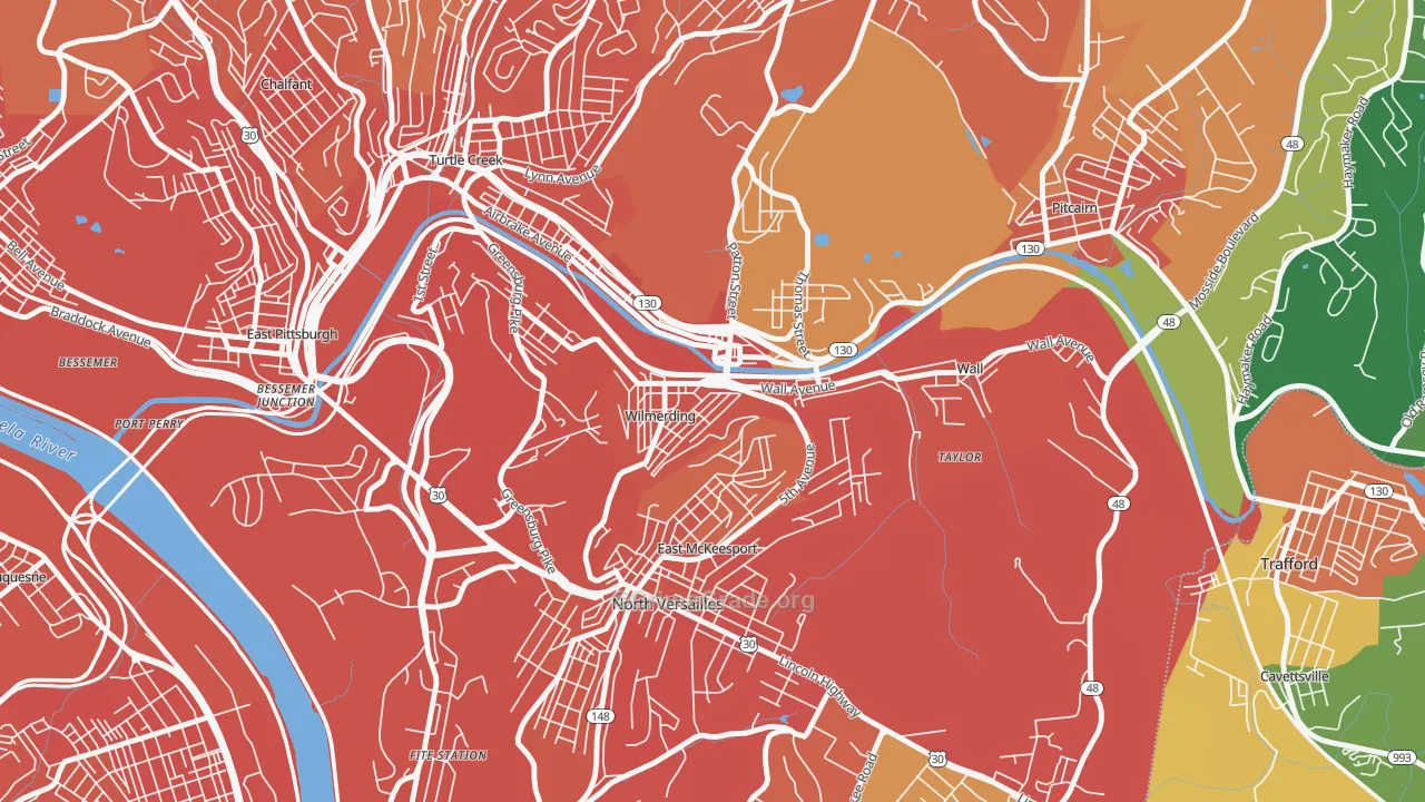 Wilmerding, PA Map of Burglary Rates