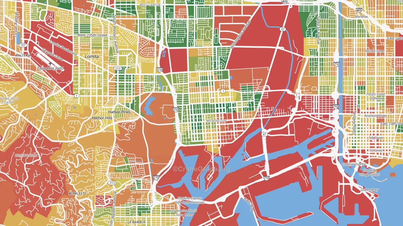 Wilmington, CA Map of Burglary Rates
