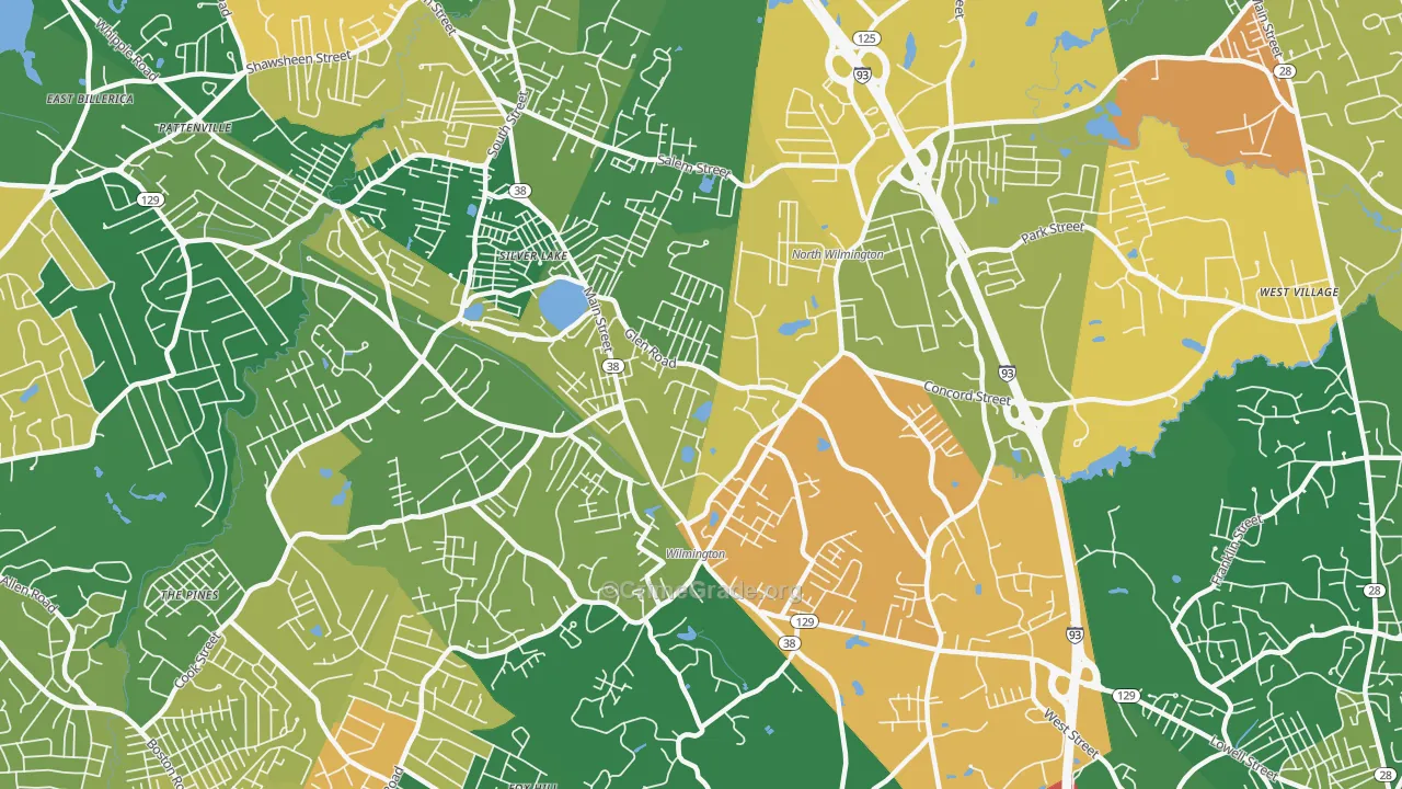 Wilmington, MA Map of Burglary Rates