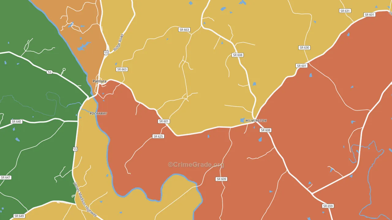 Wilmington, VA Map of Burglary Rates