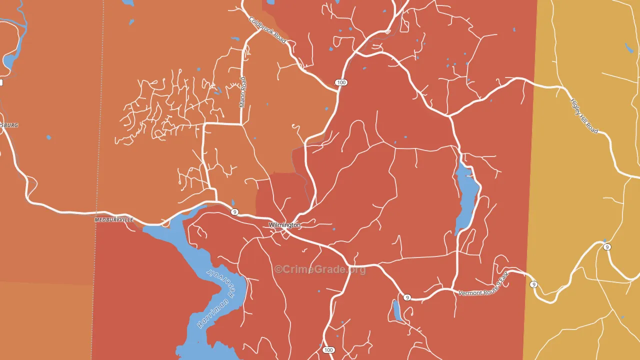 Wilmington, VT Map of Burglary Rates