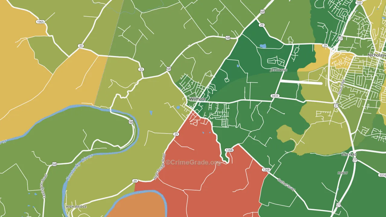 Wilmore, KY Map of Burglary Rates