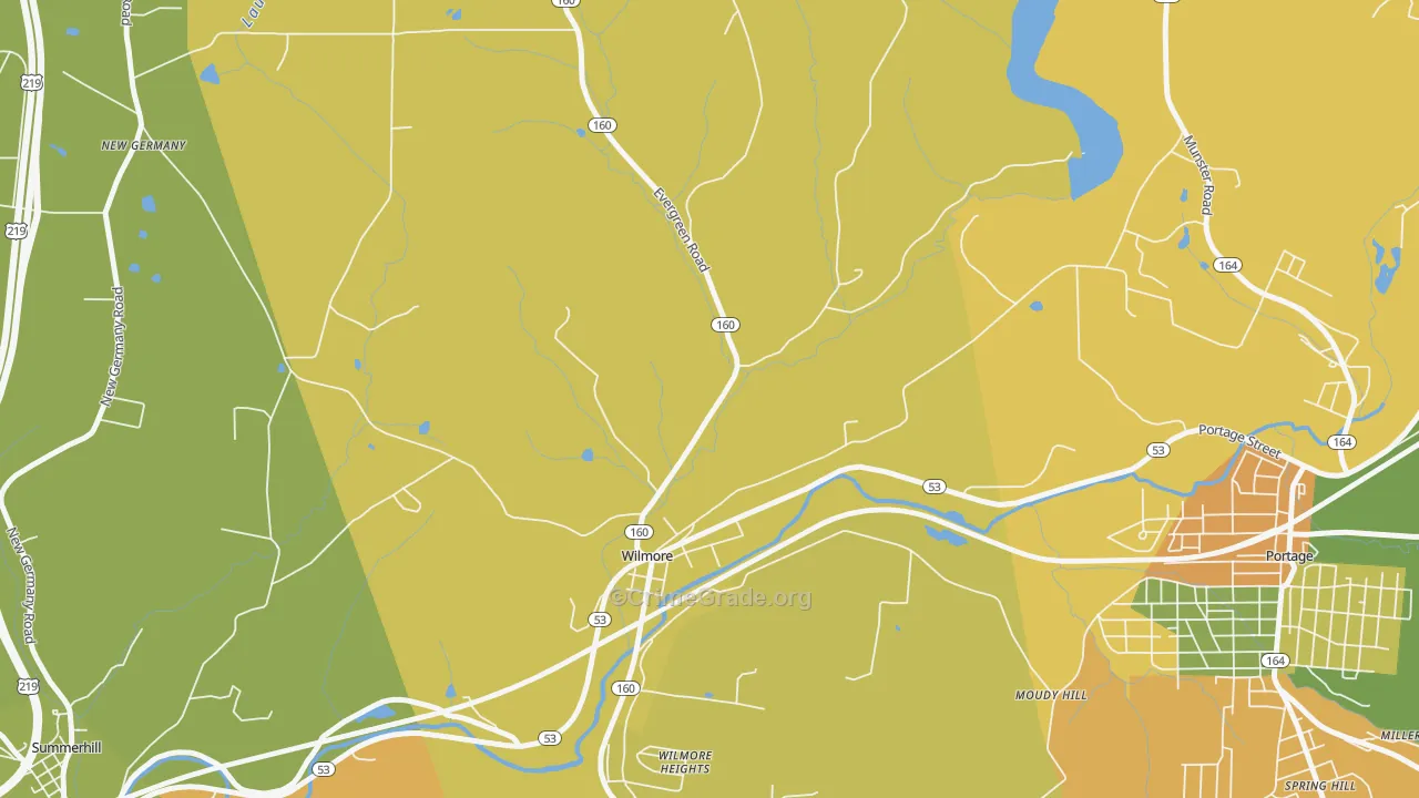 Wilmore, PA Map of Burglary Rates