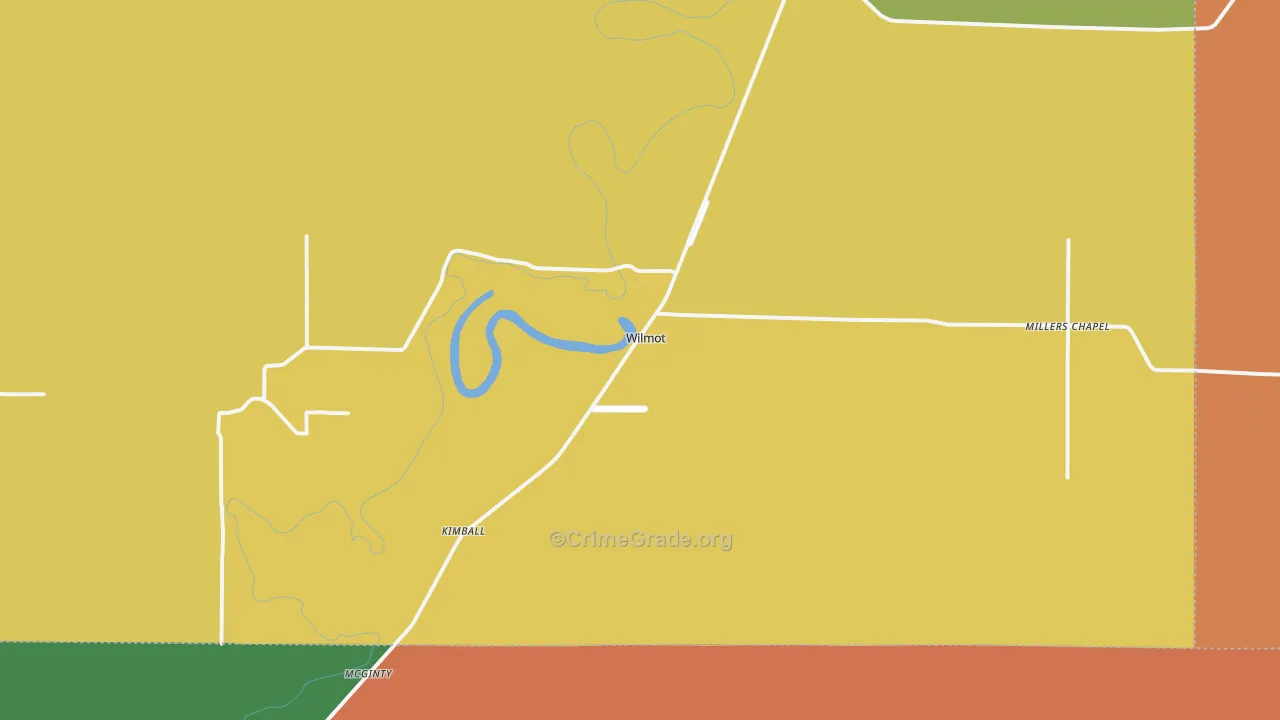 Wilmot, AR Map of Burglary Rates