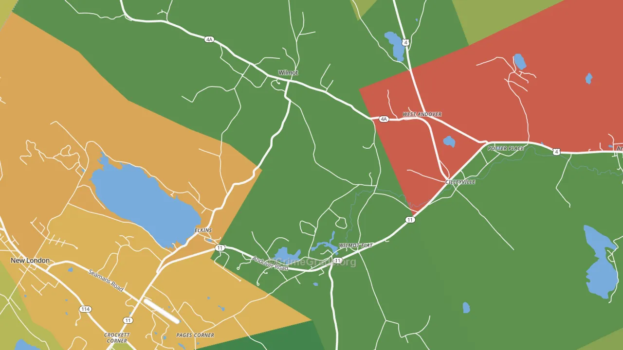 Wilmot, NH Map of Burglary Rates