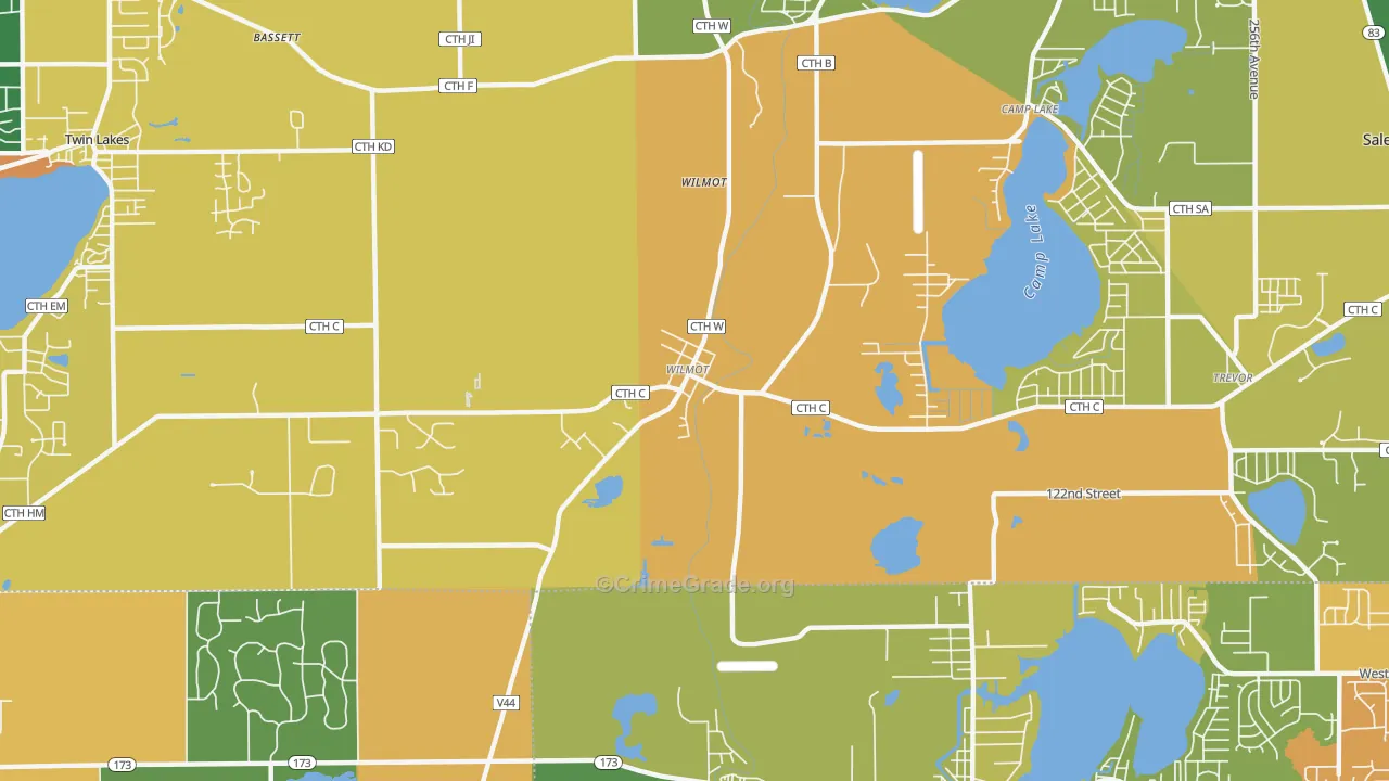 Wilmot, WI Map of Burglary Rates