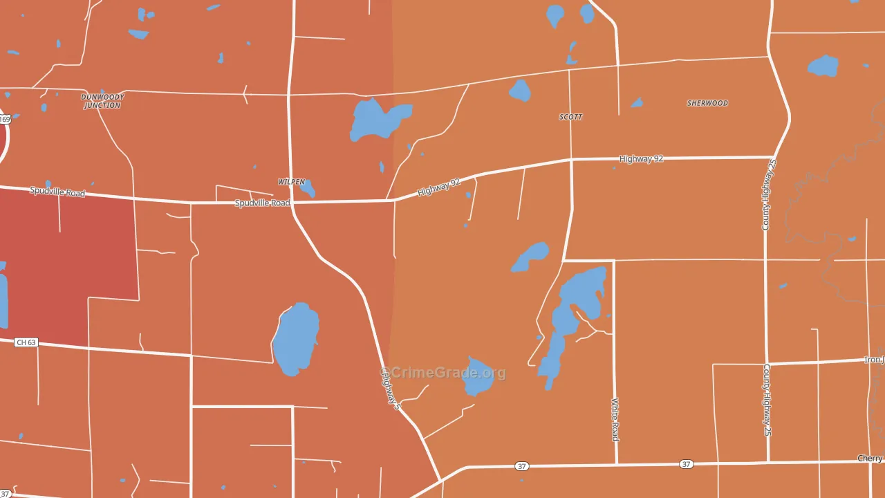 Wilpen, MN Map of Burglary Rates