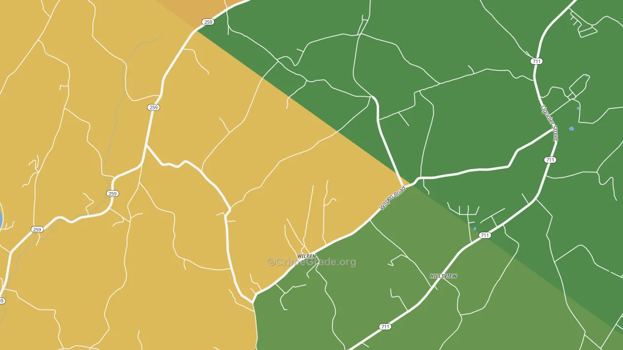 Wilpen, PA Map of Burglary Rates
