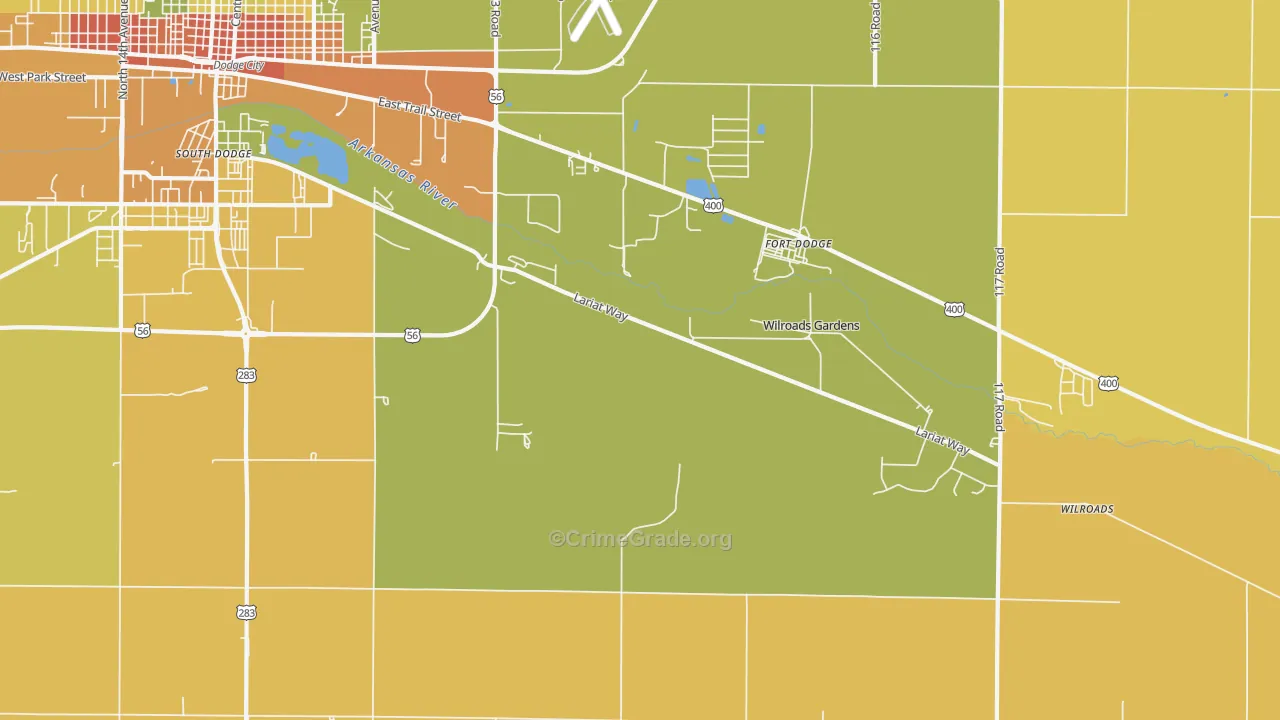 Wilroads Gardens, KS Map of Burglary Rates