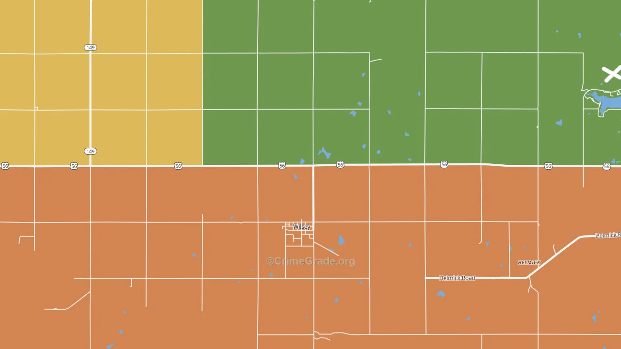 Wilsey, KS Map of Burglary Rates