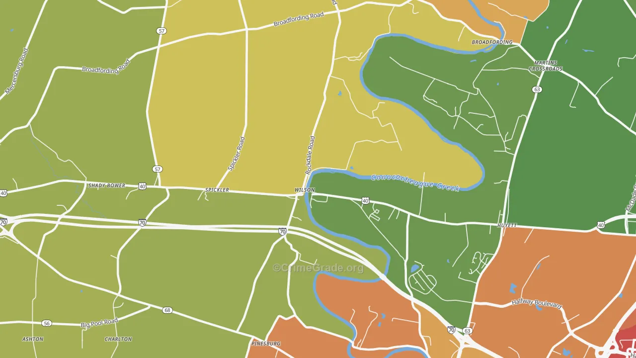 Wilson-Conococheague, MD Map of Burglary Rates