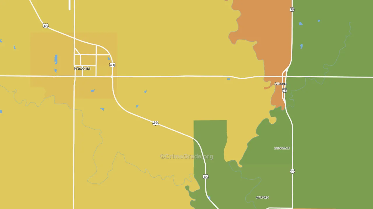 Wilson County, KS Map of Burglary Rates