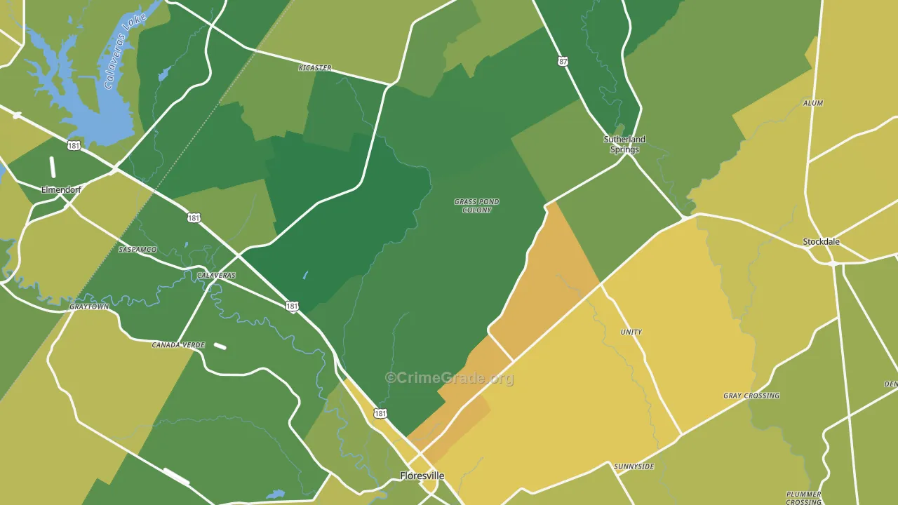 Wilson County, TX Map of Burglary Rates