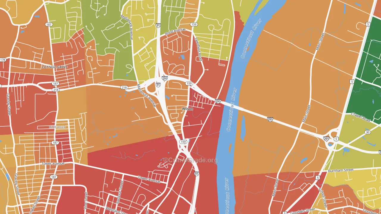 Wilson, CT Map of Burglary Rates