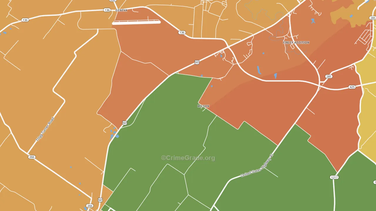 Wilson, KY Map of Burglary Rates