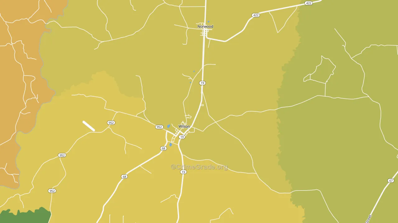 Wilson, LA Map of Burglary Rates