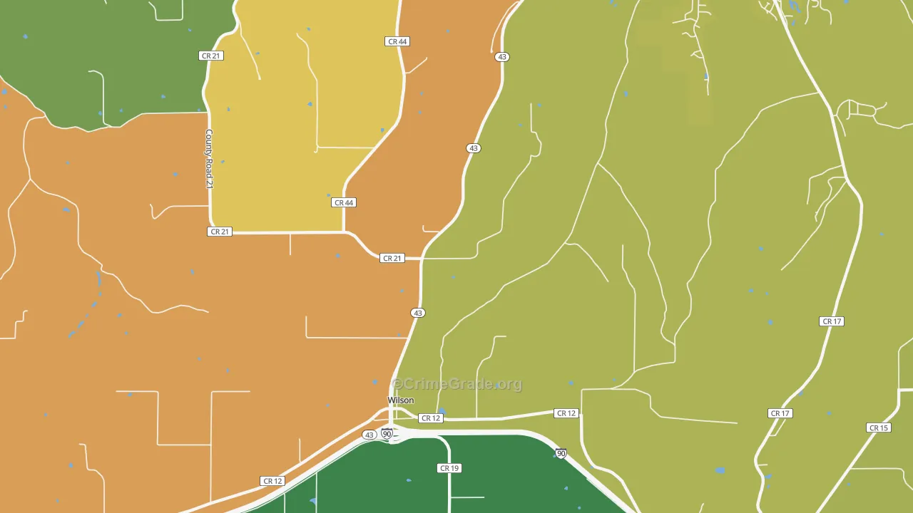 Wilson, MN Map of Burglary Rates