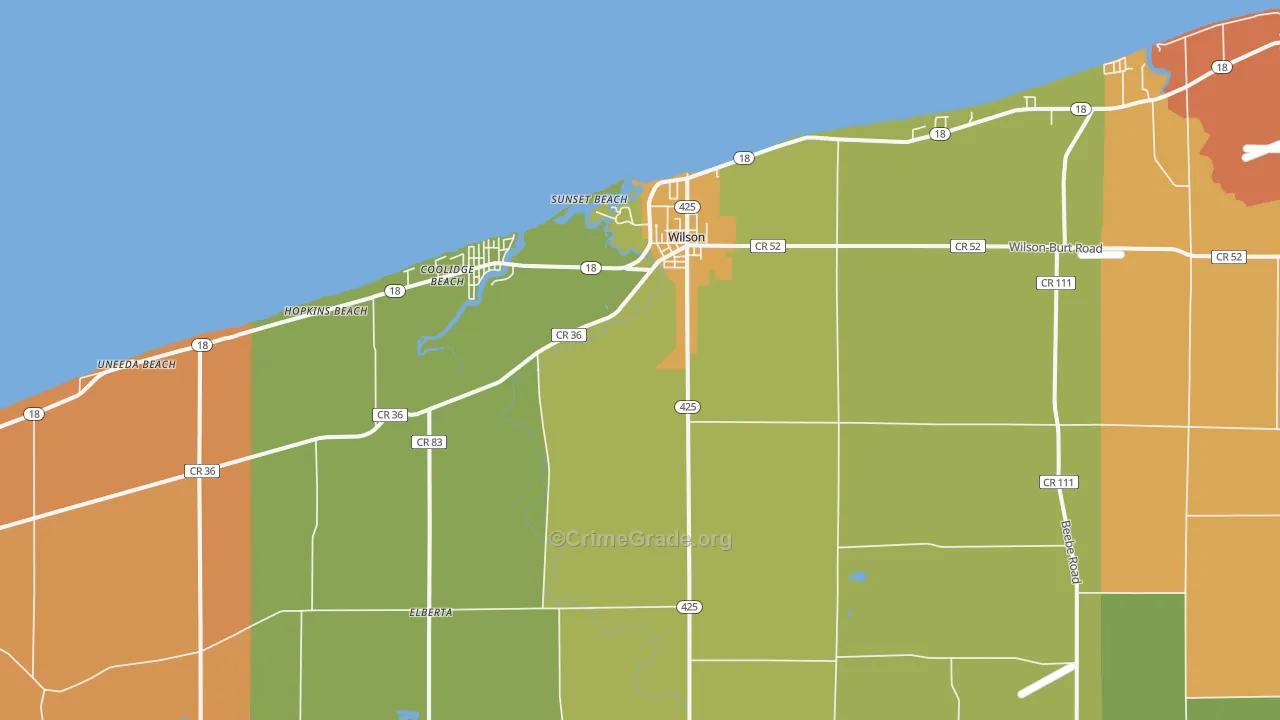 Wilson, NY Map of Burglary Rates