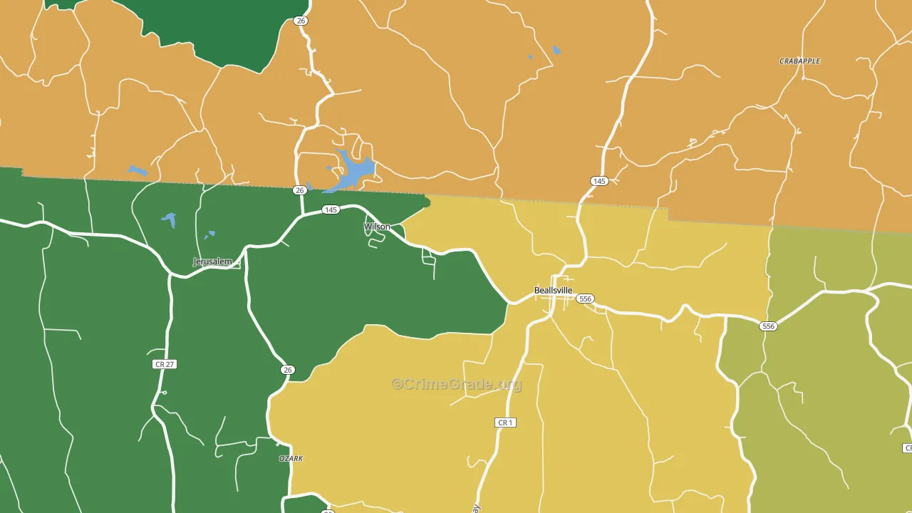 Wilson, OH Map of Burglary Rates