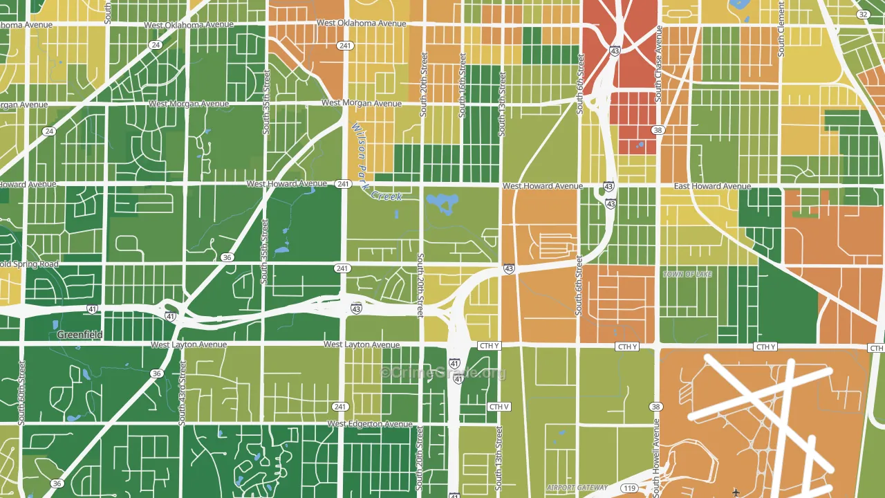 Wilson Park, Milwaukee, WI Map of Burglary Rates