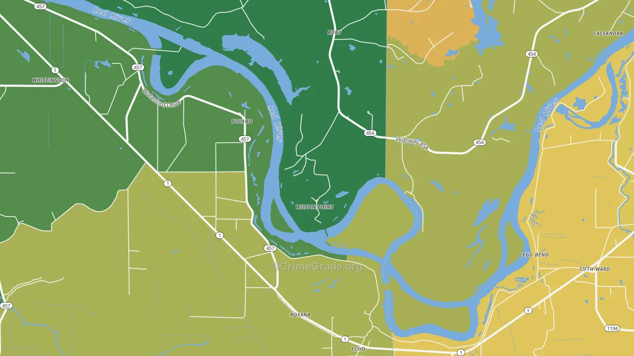 Wilson Point, LA Map of Burglary Rates