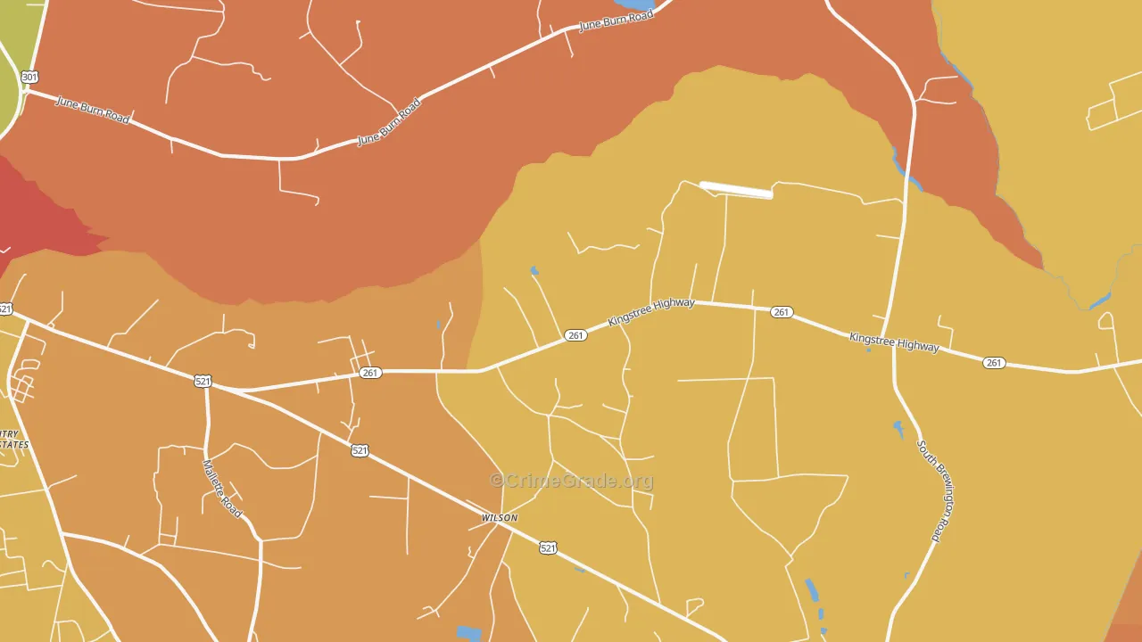Wilson, SC Map of Burglary Rates