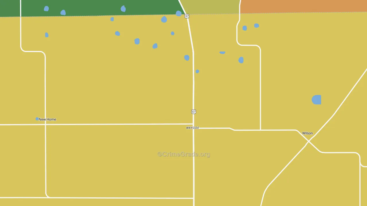 Wilson, TX Map of Burglary Rates