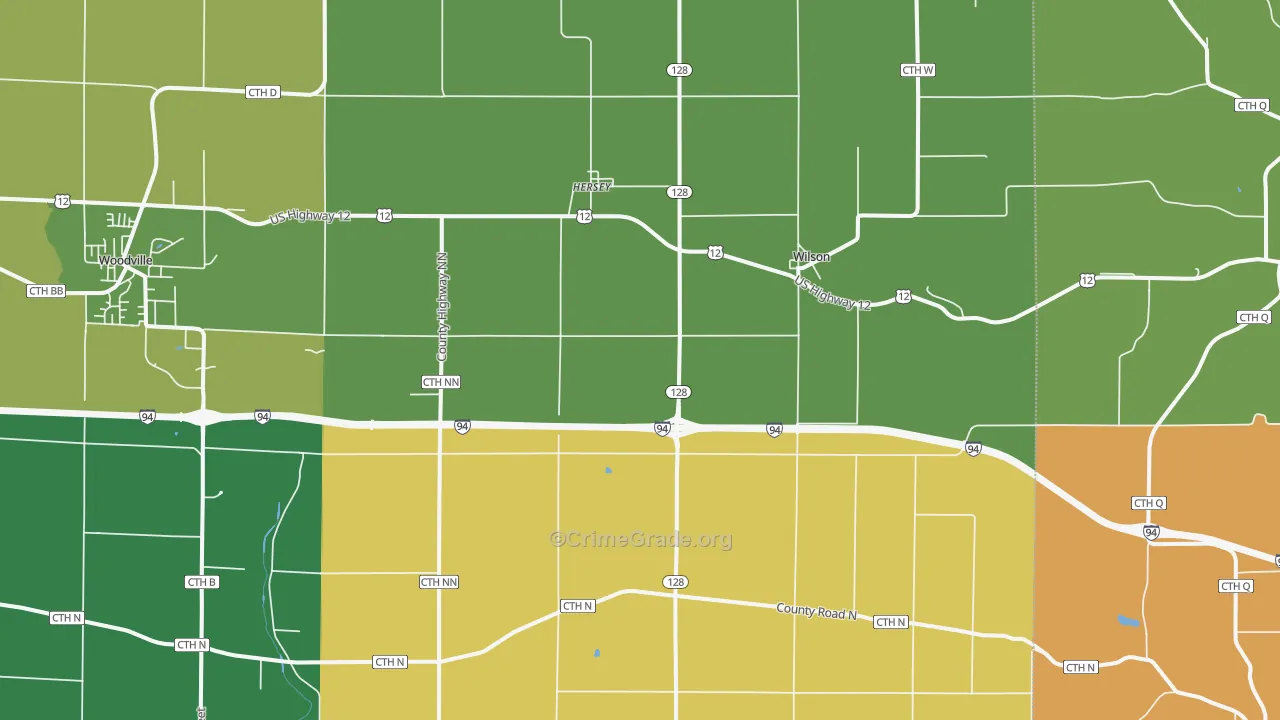 Wilson, WI Map of Burglary Rates