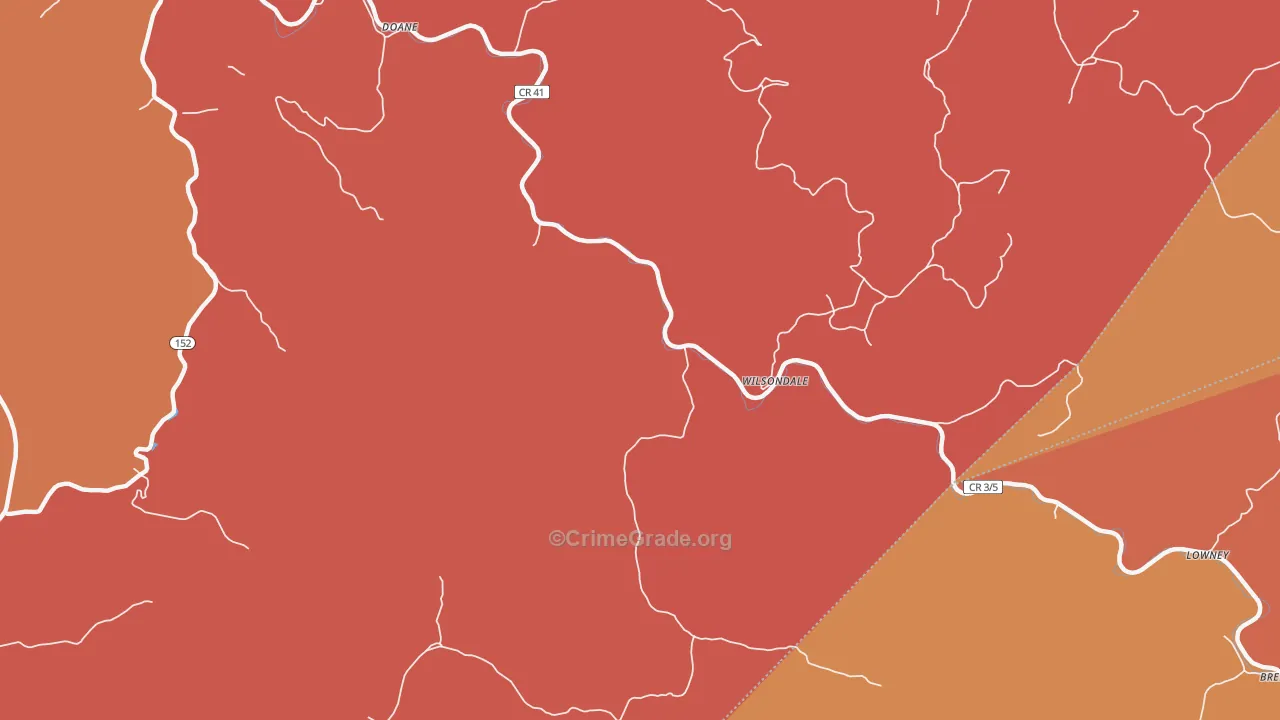 Wilsondale, WV Map of Burglary Rates