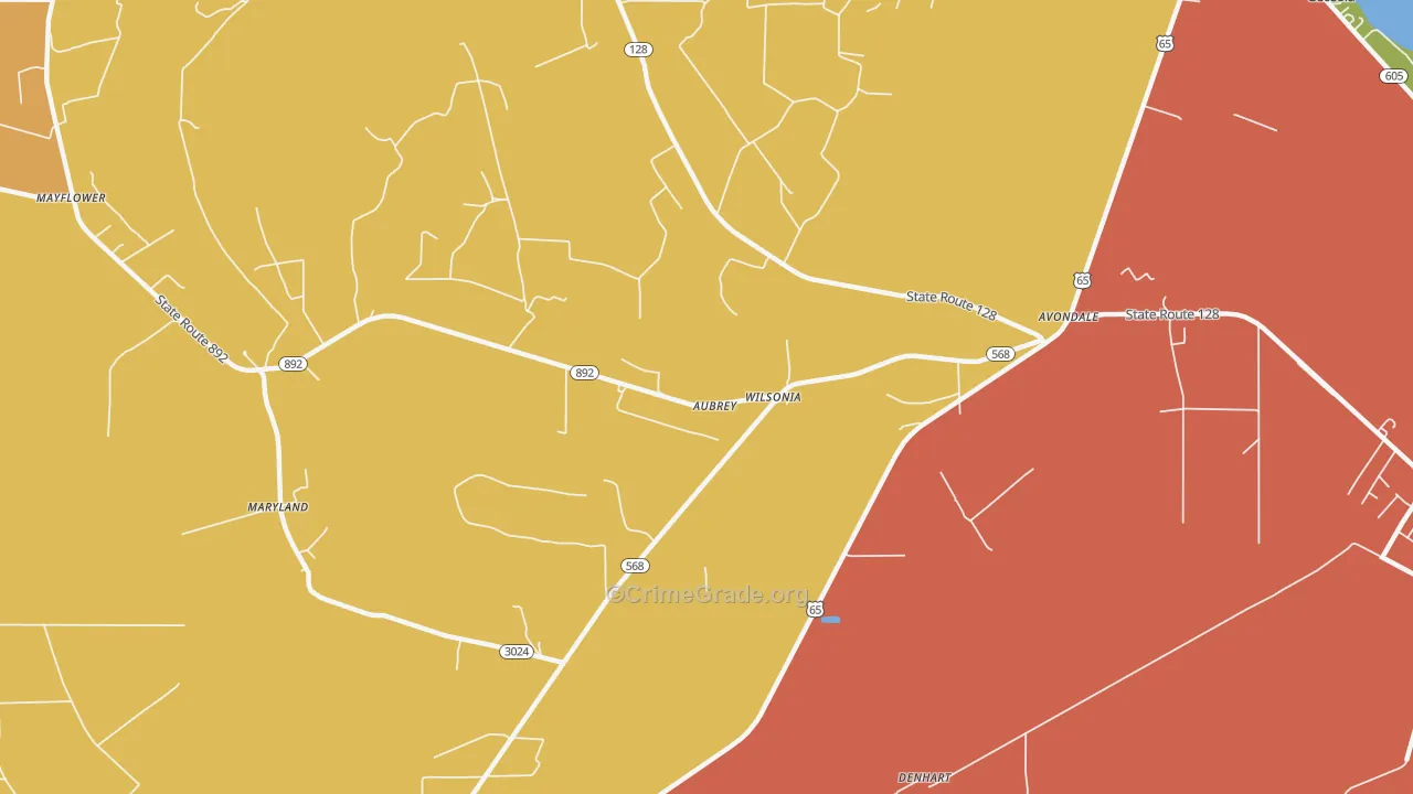 Wilsonia, LA Map of Burglary Rates