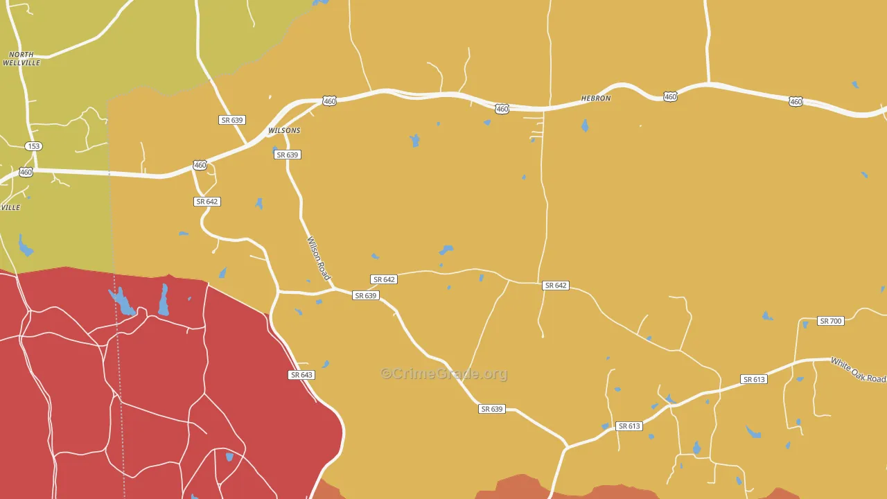 Wilsons, VA Map of Burglary Rates