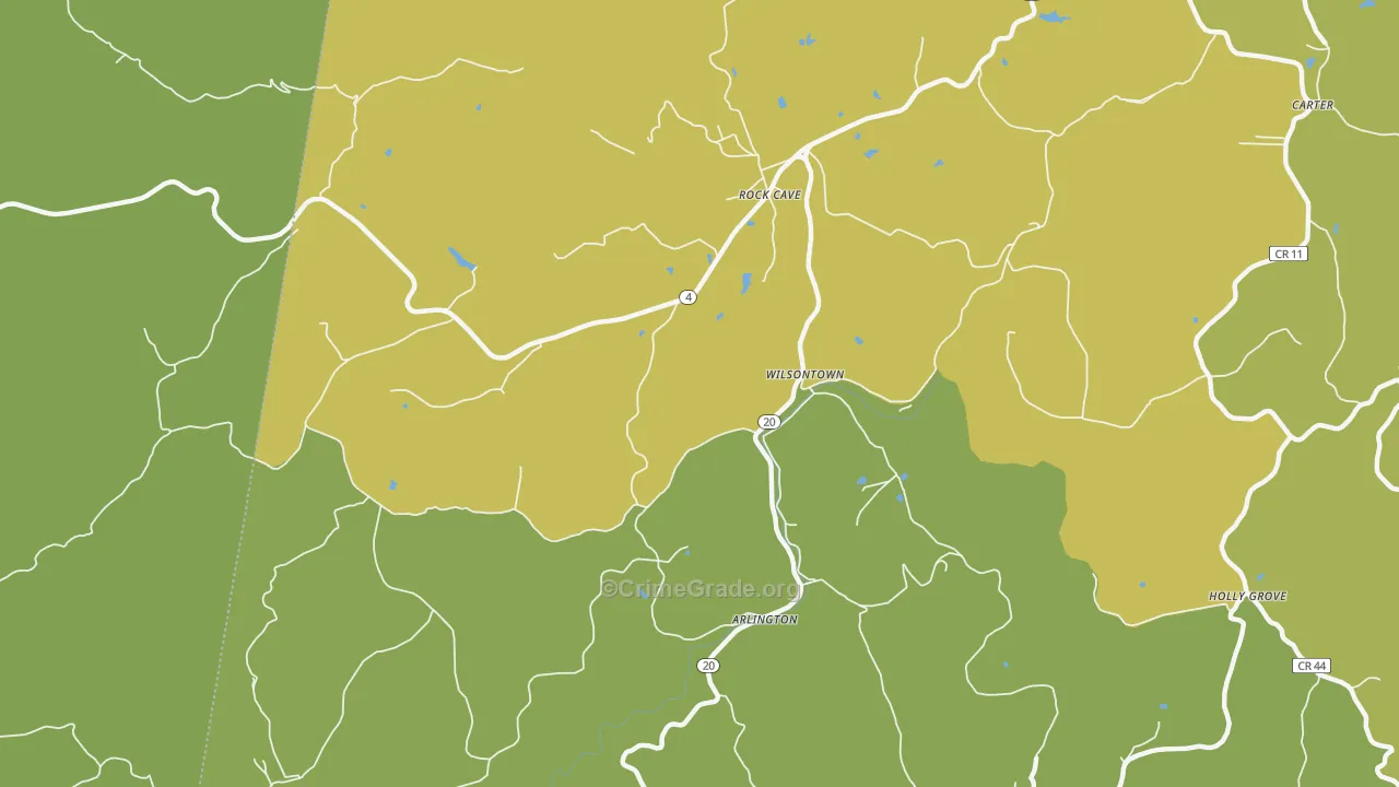 Wilsontown, WV Map of Burglary Rates