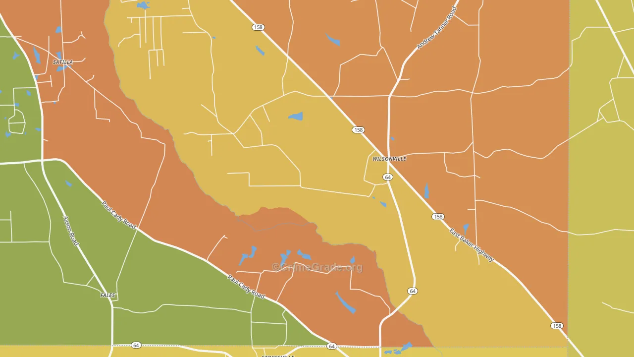 Wilsonville, GA Map of Burglary Rates